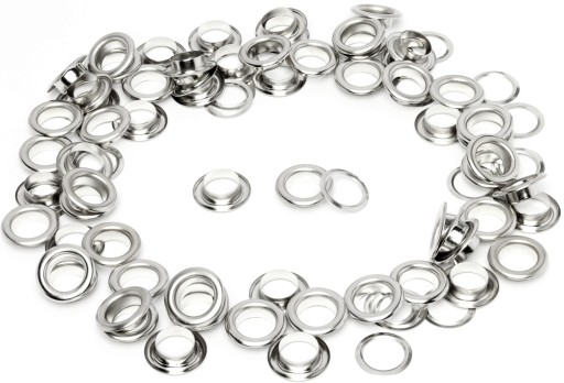 Strieborné nerezové očká 10 mm 100 sád, chróm 1 cm