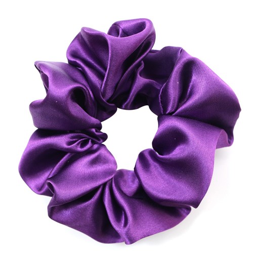 Gumičky do vlasov scrunchie, fialový satén, bez spojov, satén