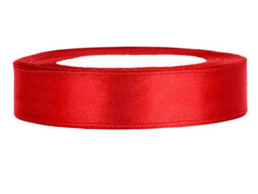 Červená saténová stuha 12mm x 25m, hladká