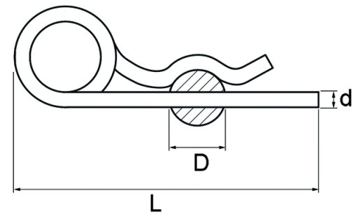 Závlačka Beta hrúbka 6mm, pozink 12m, čap 28-42mm
