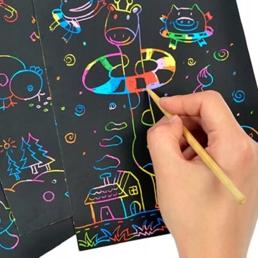 Omaľovánka DÚHA ŠKRABANÁ STRANA ŠKRABANÁ STRANA ŠKRABANÁ STRANA 10 LIST A4 + STYLUS