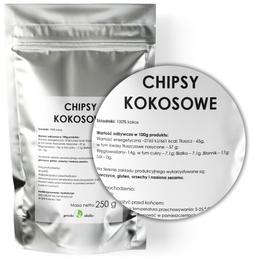 KOKOSOVÉ ČIPSKY, prírodné, bez prísad, 250g
