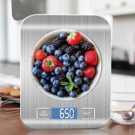KUCHYŇSKÁ VÁHA elektronická presná VÁHA LCD displej 5000g STRIEBORNÁ