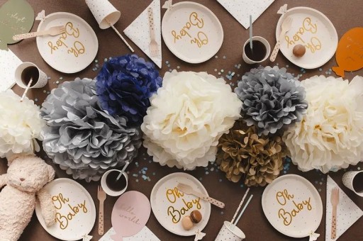 Bambuľka z hodvábneho papiera - PartyDeco - námornícka modrá 25 cm