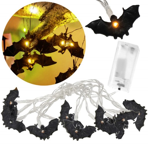 LIGHT GARLAND HALLOWEEN LIGHTS BATS 10 LED DEKORÁCIA NA BATÉRIU