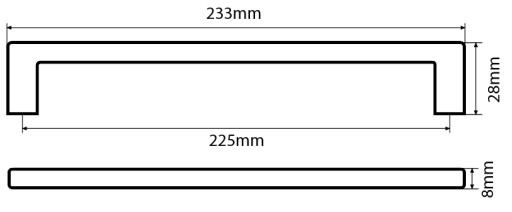 ÚCHYTKA NA NÁBYTOK KUCHYŇSKÉ SKRINÍKY KOMODY NA NÁBYTOK, MAT ČIERNA 225 MM