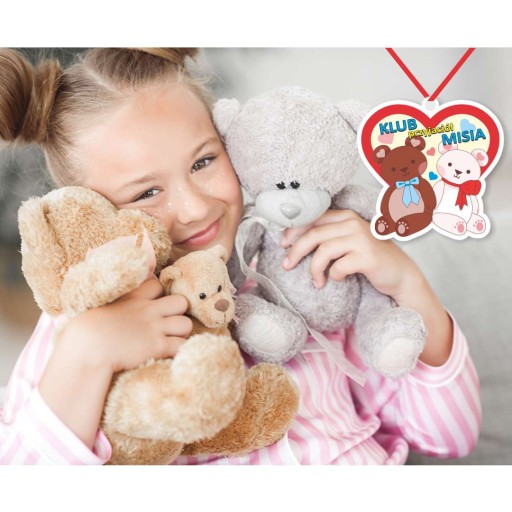 Papierová MEDALIA Teddy BEAR DAY Plyšový palica Červená STUHA x5