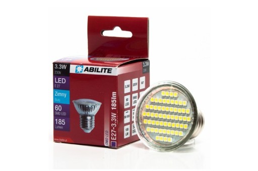 DEKORATÍVNA LED ŽIAROVKA 3,3W E27 REFLEKTOR STUDENA
