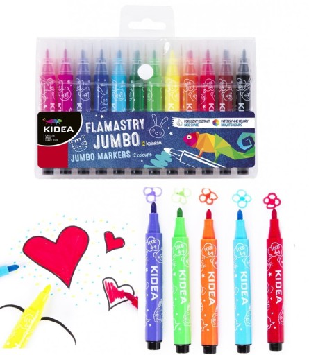 JUMBO popisovače 12 farieb KIDEA