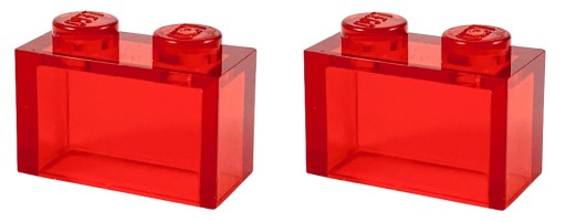LEGO Brick 1x2 Trans Red 3065 6244905 - 2 ks