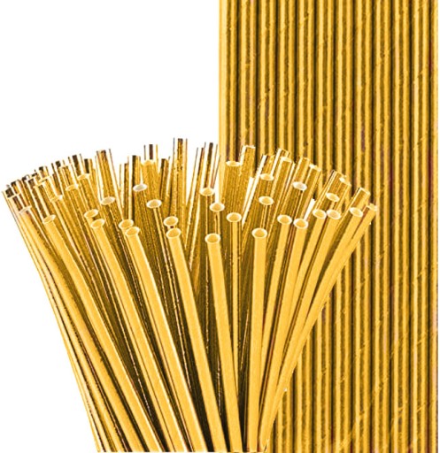 Papierové slamky, zlatý metalický papier, 25 ks