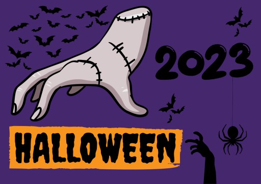 HALLOWEENSKÝ BANNER PLAGÁT Ručný stredový vzor