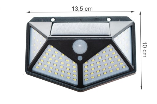 Solárne nástenné svietidlo, pohybový senzor súmraku, 100LED, fasáda