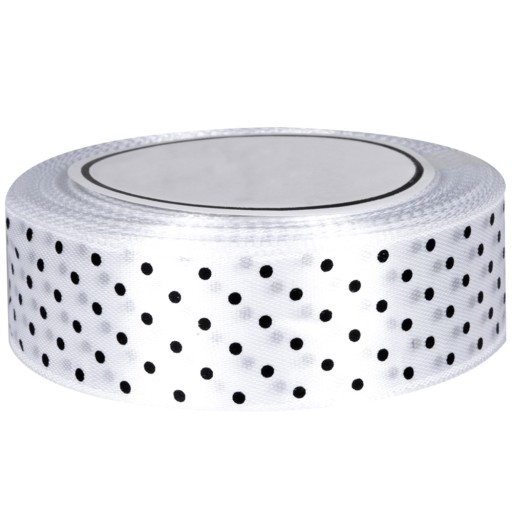 Bodková stuha Saténové stuhy 25mm/22mb Biela