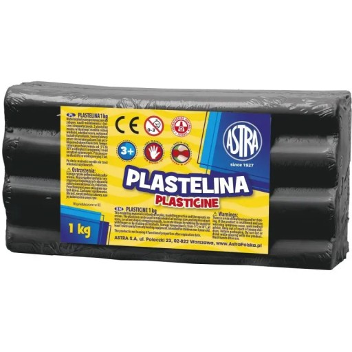 Modelovacia plastelína, veľká, 1kg, čierna, ASTRA