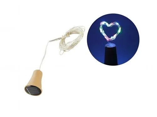 Solárne osvetlenie uzáver fľaše solárna lampa 20 LED MULTICOLOR