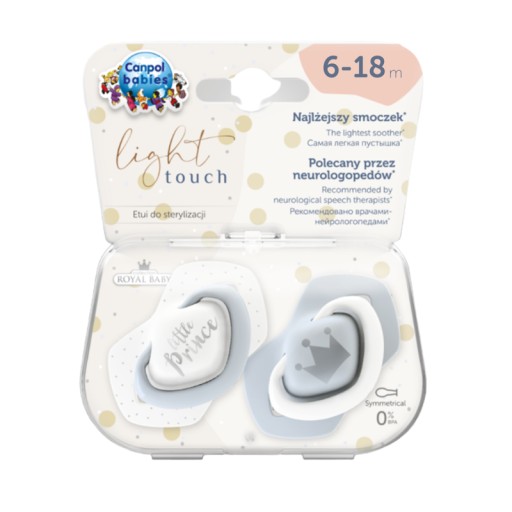 Canpol baby Cumlík silikónový 6-18m symetrický ROYAL BABY 2 ks 22/651