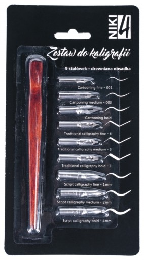 Súprava 9 kaligrafických hrotov, štetcové pero NIKI KOH-I-NOOR
