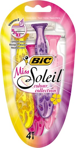 Holiaci strojček BiC Miss Soleil Color Collection s 3 čepeľami, 4 kusy