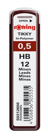 HB SADA GRAFITOVÝCH NÁPLNÍ pre ceruzku 0,5 mm, fľaštička 12 tyčiniek, NEREZNÁ