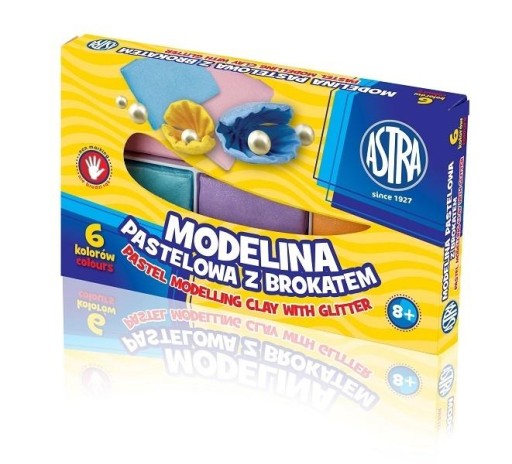 Pastelová modelovacia hmota s trblietkami, 6 farieb ASTRA