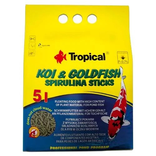 TROPICAL Koi&Goldfish Spirulina tyčinky 400g/5L krmivo do jazierka