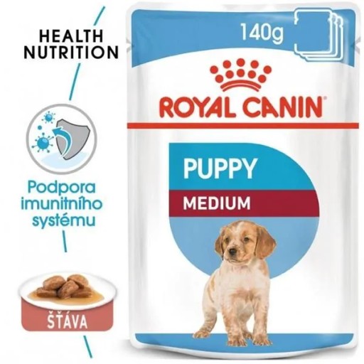Royal Canin Medium Puppy vlhké krmivo pre šteňatá, kúsky v omáčke, 140g