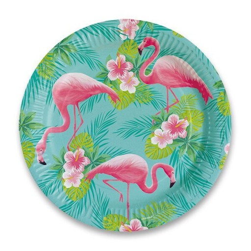 Havajské taniere Flamingos 23 cm, 8 ks.