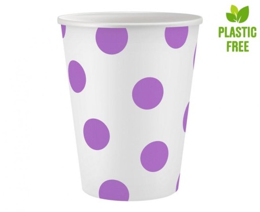 Levanduľové bodkované papierové poháre 250 ml 6 ks