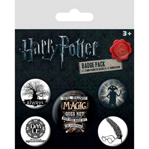 Špendlíky na oblečenie Harry Potter do batohu, 5 kusov