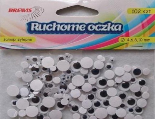 Očká, mix veľkostí, 102 ks, okrúhle, samolepiace, pohyblivé, vypuklé RO4 BREWIS