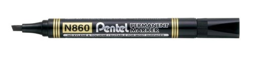 Pentel N860 čierny permanentný popisovač so skoseným hrotom