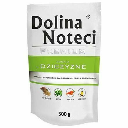 DOLINA NOTECI Prémiové vlhké krmivo pre psov bohaté na zverinu, 500g vrecúško
