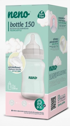150 ml NENO BOTTLE fľaša s cumlíkom, 0-3 mesiace