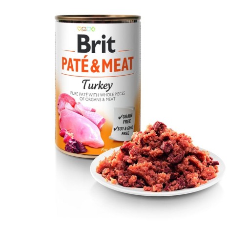 BRIT Pate&Meat Turkey Mokré krmivo pre psov s morčacím mäsom 400g BEZ OBILÍN
