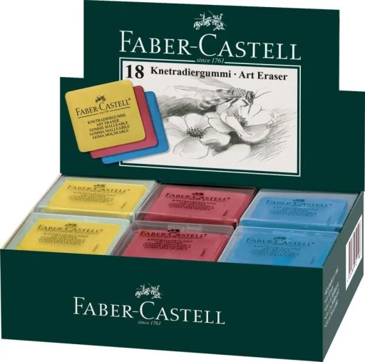 FABER CASTELL guma na chlieb, mix farieb, puzdro