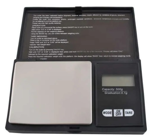 Precízna vrecková váha na šperky 500g x 0,1g s chlopňou