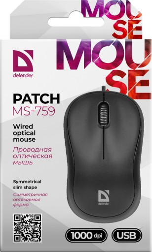 Optická drôtová myš Defender Patch MS-759, čierna