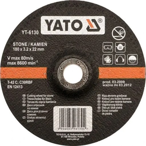 Kotúč na rezanie kameňa 125x1,5x22 mm YT-5932 YA