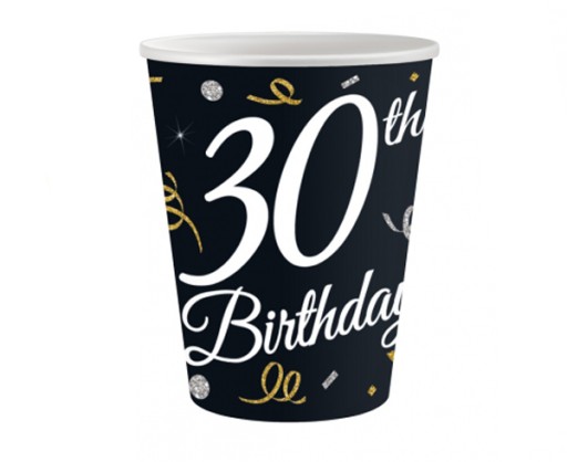 B&C 30 Narodeninové papierové poháre, 250 ml NA DOPLNENIE