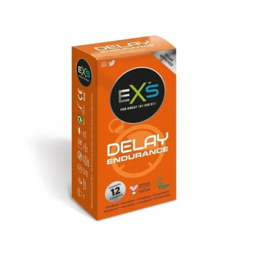 EXS DELAY kondómy predlžujúce sex, zvlhčené, odďaľujúce ejakuláciu, 12 ks.