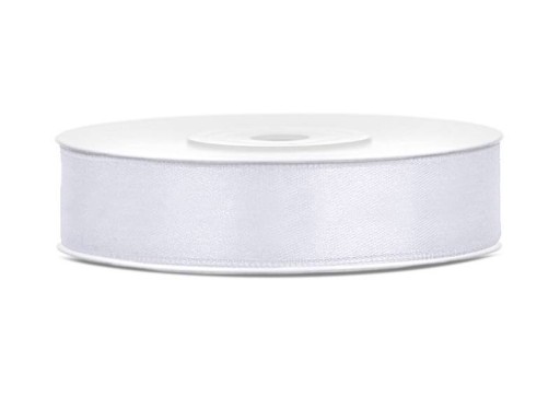 Biela saténová stuha 12 mm x 25 m
