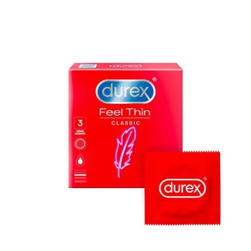 Durex Feel Thin Classic tenké latexové kondómy 3 ks