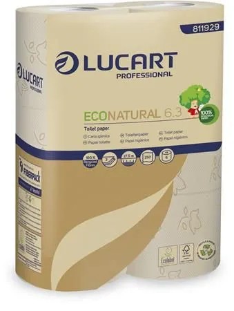 Toaletný papier EcoNatural 6.3, 100% recyklovaná celulóza, 6 roliek, 3 vrstvy