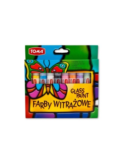 TOMA vitrážové farby na sklo a keramiku, 10 ks.