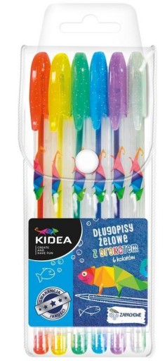 Gélové perá Kidea s trblietkami v 6 farbách