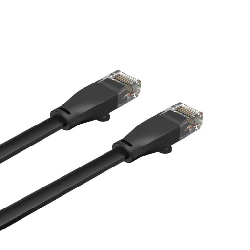 Unitek čierny plochý UTP Ethernet Cat.6 sieťový kábel 10m 1Gbps