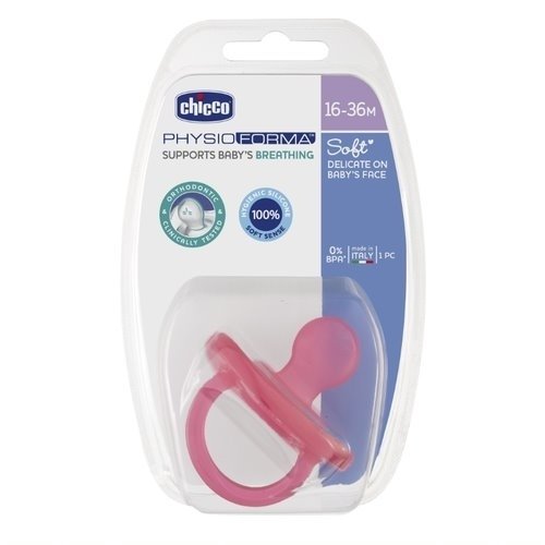 PhysioForma ukľudňujúci silikónový cumlík Soft 16-36m Ružový 1 ks