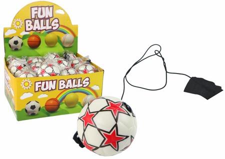 PU futbal s Jojo gumičkou na skákanie, 6 cm, biele hviezdy