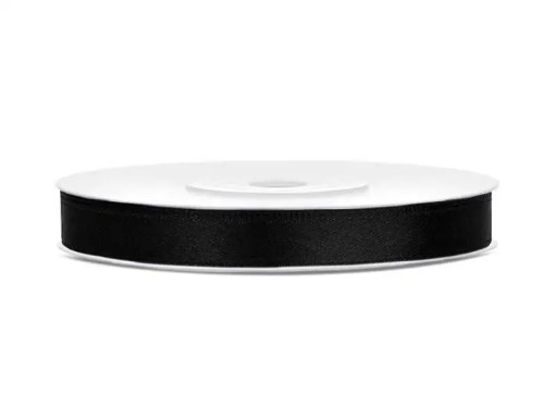 Stuha Čierna saténová stuha 6mm x 25m úzka